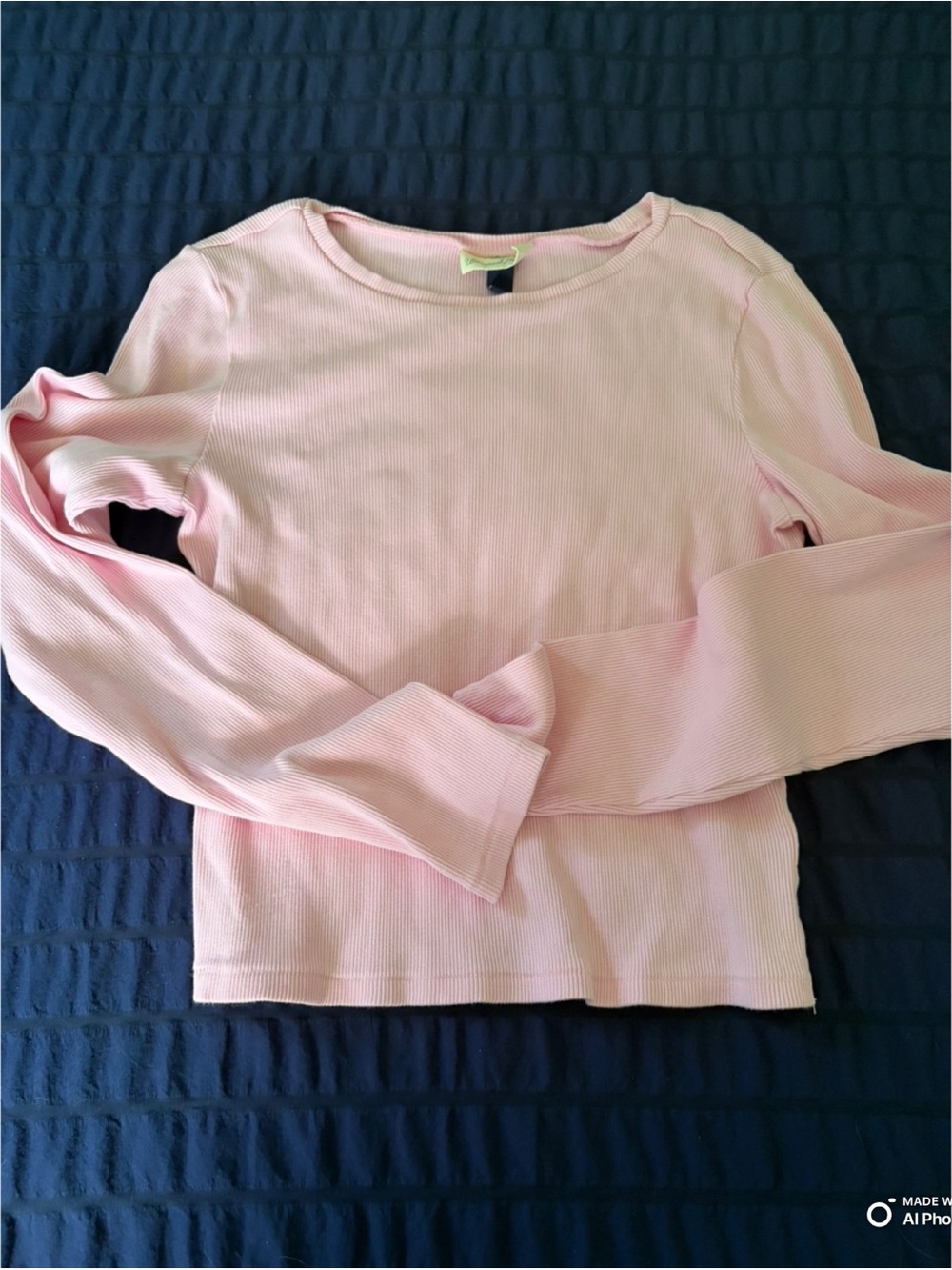 Universal Thread Light Pink Ribbed Long Sleeve Crewneck Top